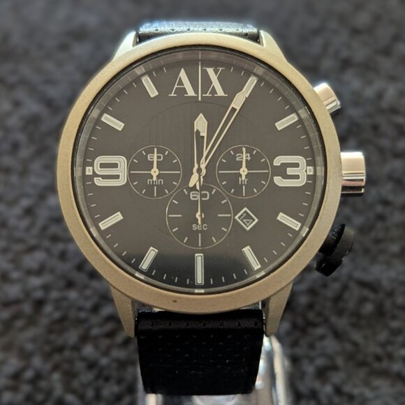 Armani Exchange Men's Quartz Watch with a Black Leather Band - AX1199 - Picture 1 of 8